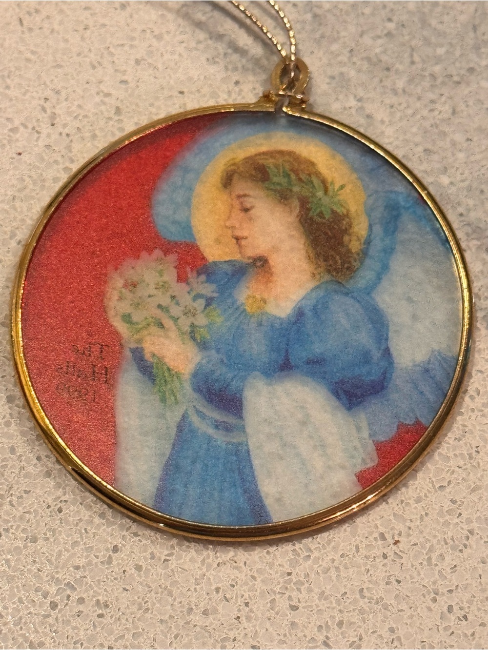 Vintage 1999 Hallmark Hall Family Exclusive Stained Glass Angel Ornament